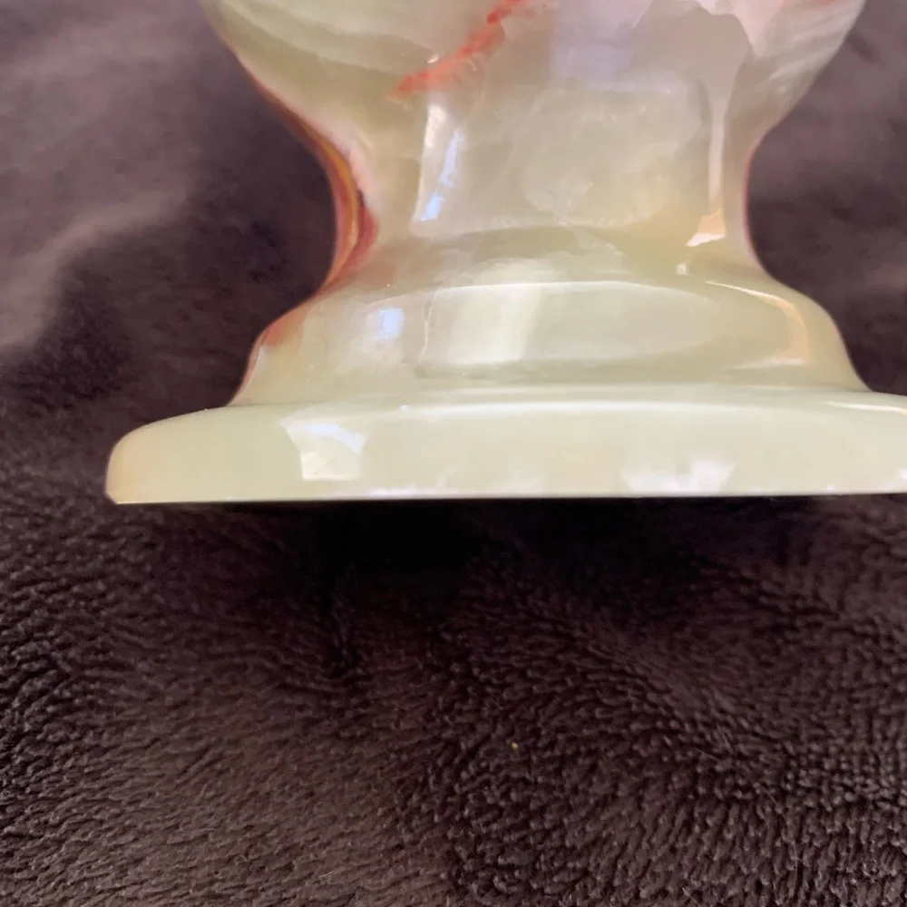 Genuine Vintage hand cut 8” ONYX vase labeled from Greece (very weighty)